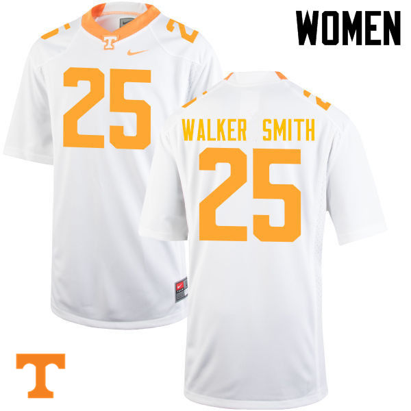 Women #25 Josh Walker Smith Tennessee Volunteers College Football Jerseys-White
